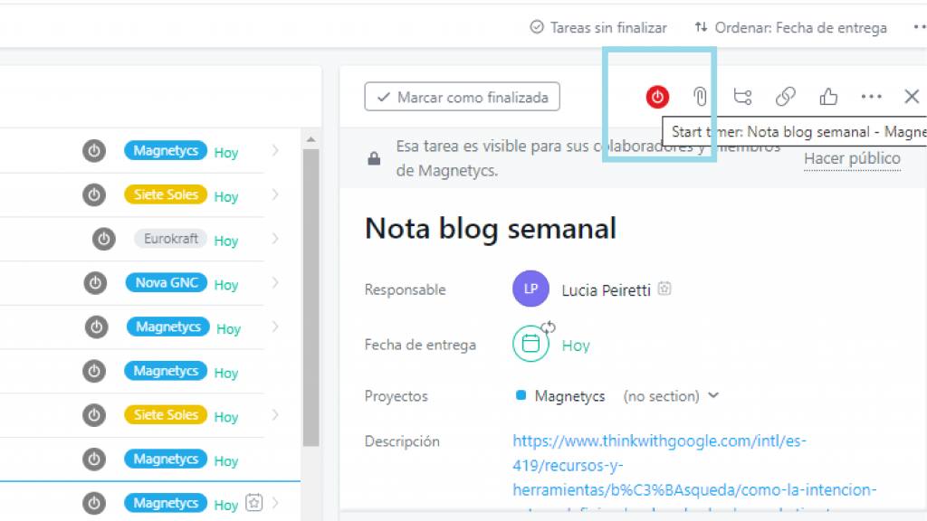 Integración de asana con toggl